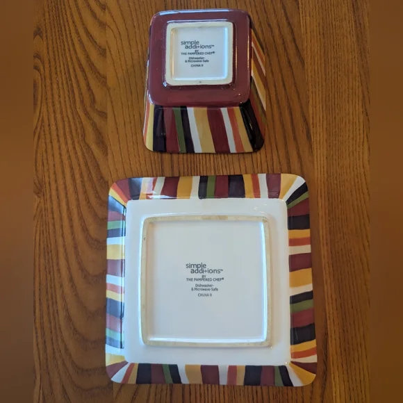 Pampered Chef Striped Serving Bowl and Plate Set - Picture 2 of 6